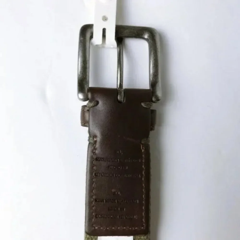 Goodfellow & Co. Men's 35mm Faux Leather Olive Web Belt With Overlay - Picture 4 of 4